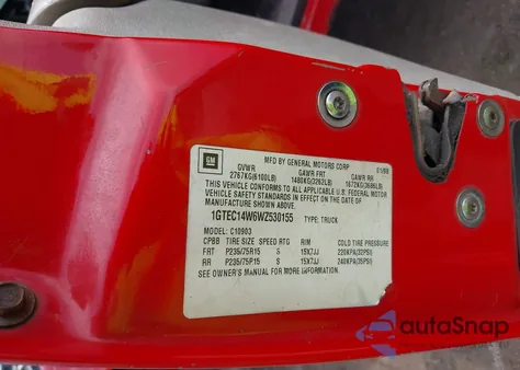 1998 GMC Sierra 1500 Special из США, поврежденный, VIN 1GTEC14W6WZ530155